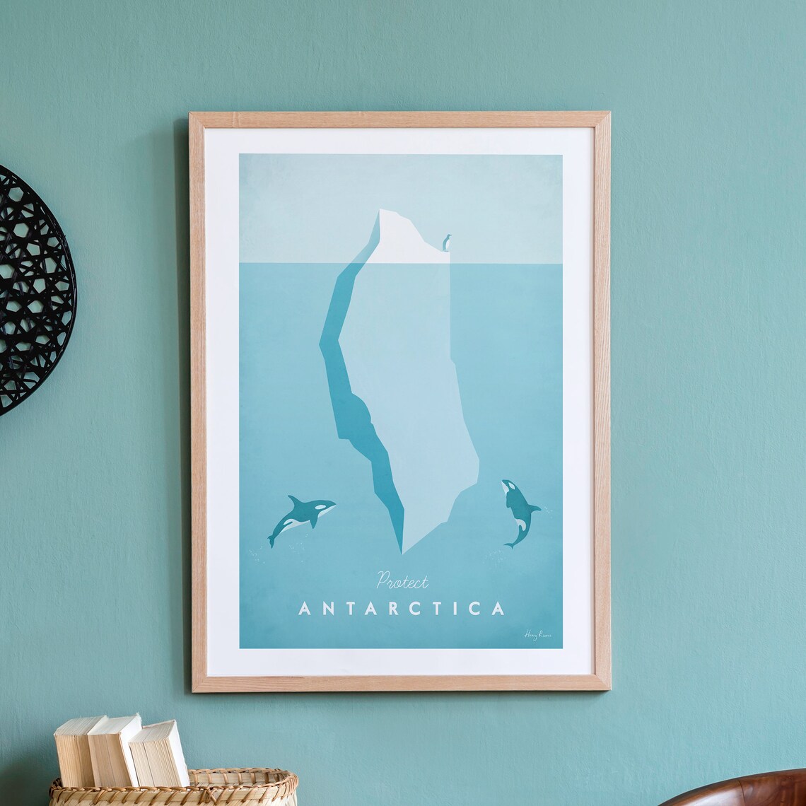 Antarctica Travel Poster, Minimalist Vintage Retro Style