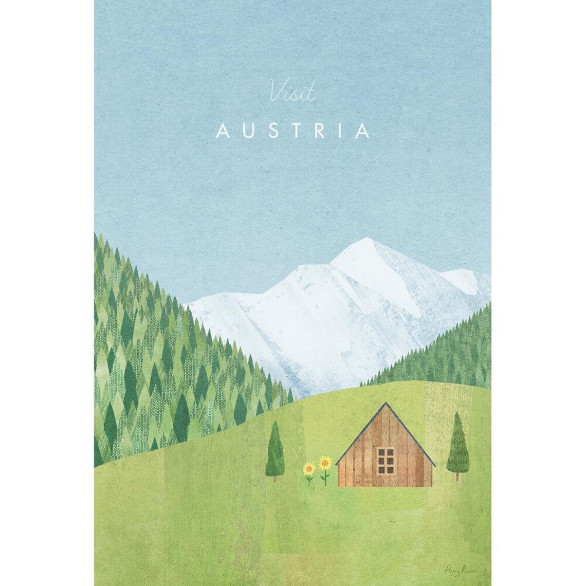 Austria Travel Poster, Minimalist Vintage Retro Style - Image 2