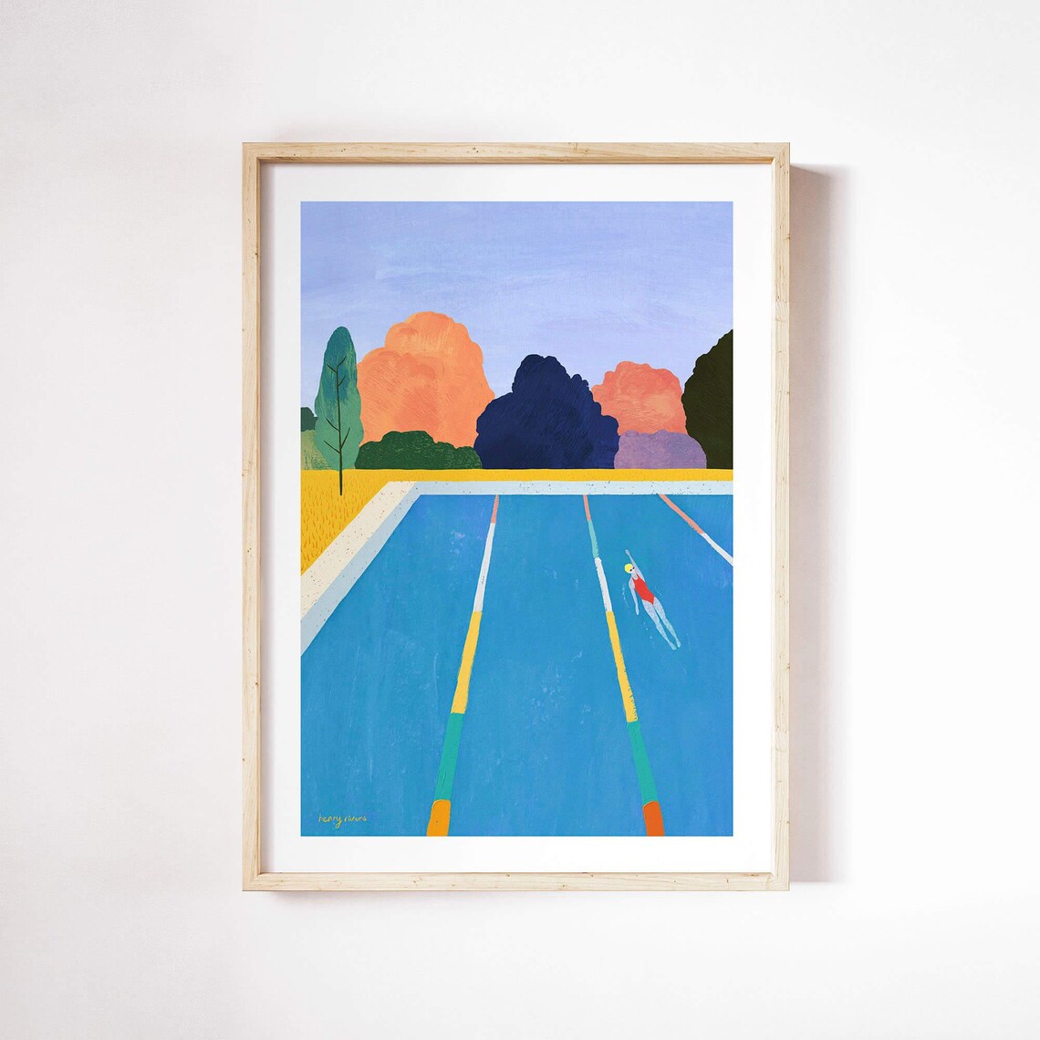 Lido Swimming by Henry Rivers, Wall Art Print