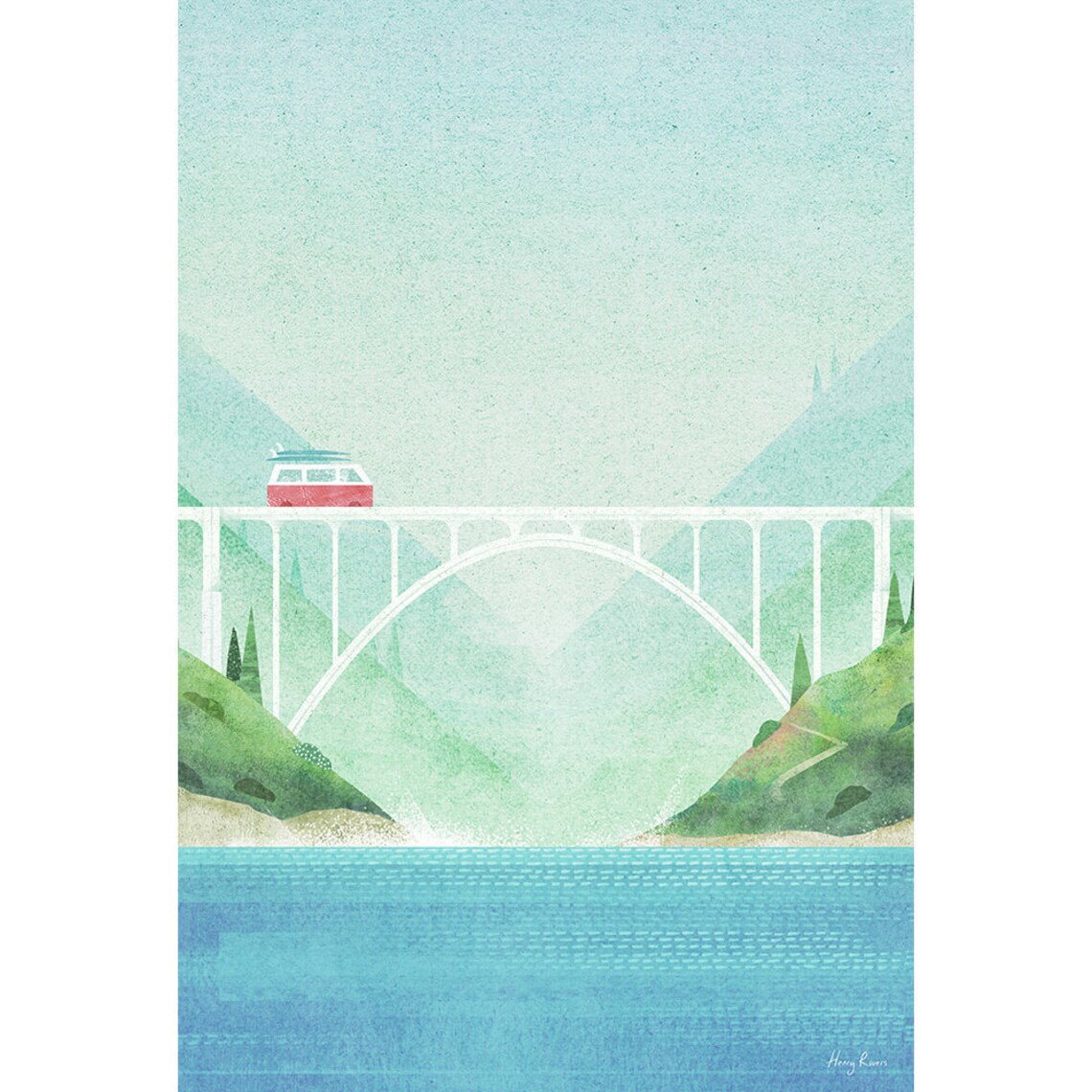 Big Sur Surf Van Travel Poster, Henry Rivers - Image 3