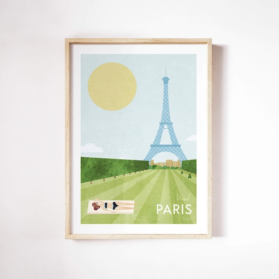 Paris Travel Poster Print, Minimalist Vintage Retro