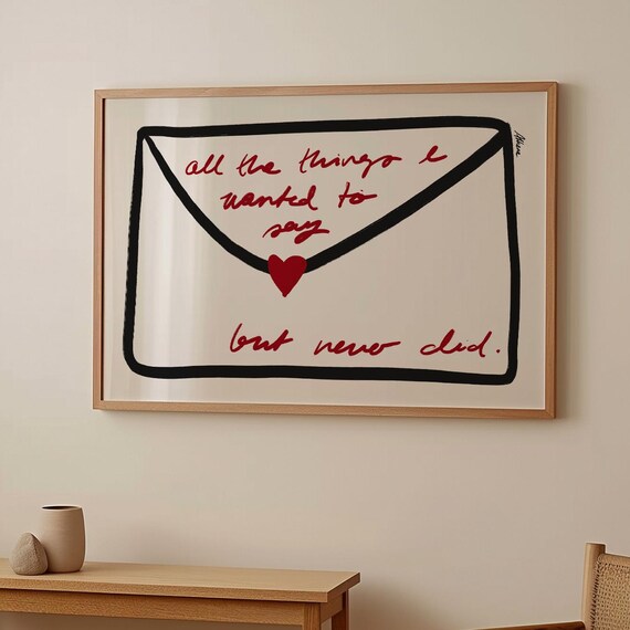 All the Things Unsaid Romantic Love Letter Typography Art Print
