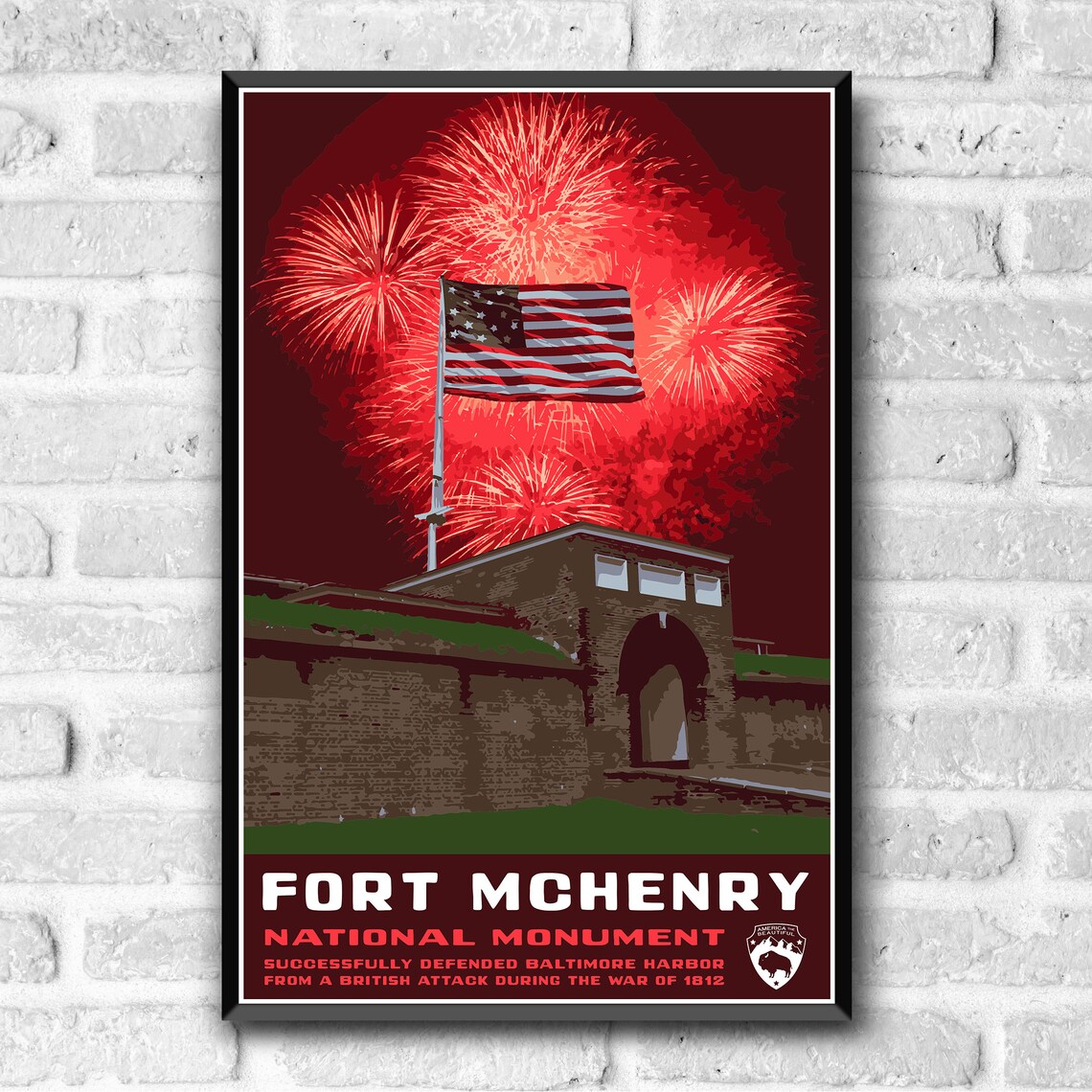 Fort McHenry WPA-Style Vintage Travel Poster - Image 3