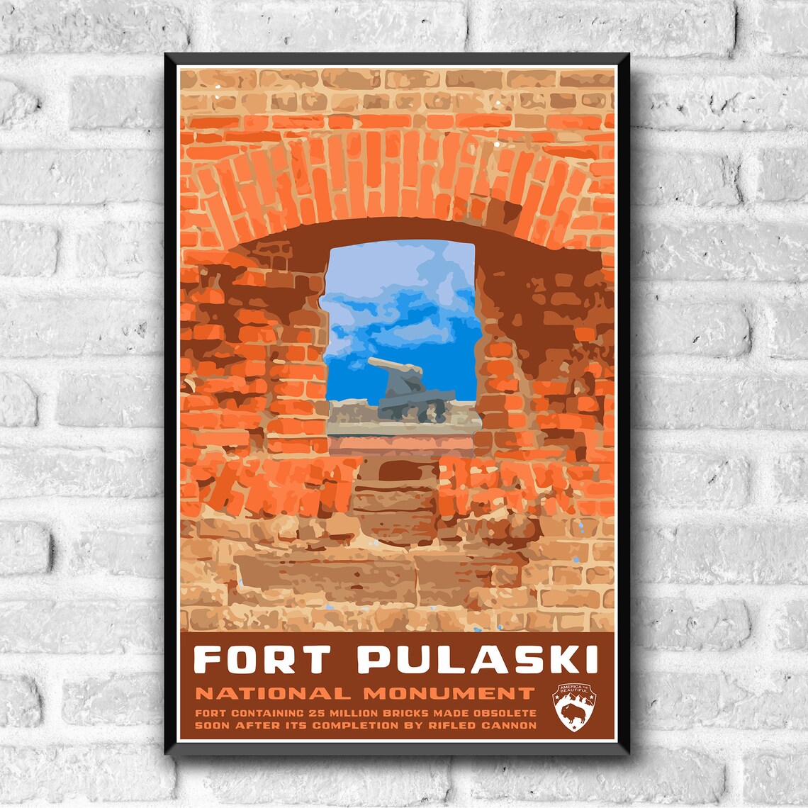 Fort Pulaski National Monument Vintage Travel Poster - Image 3