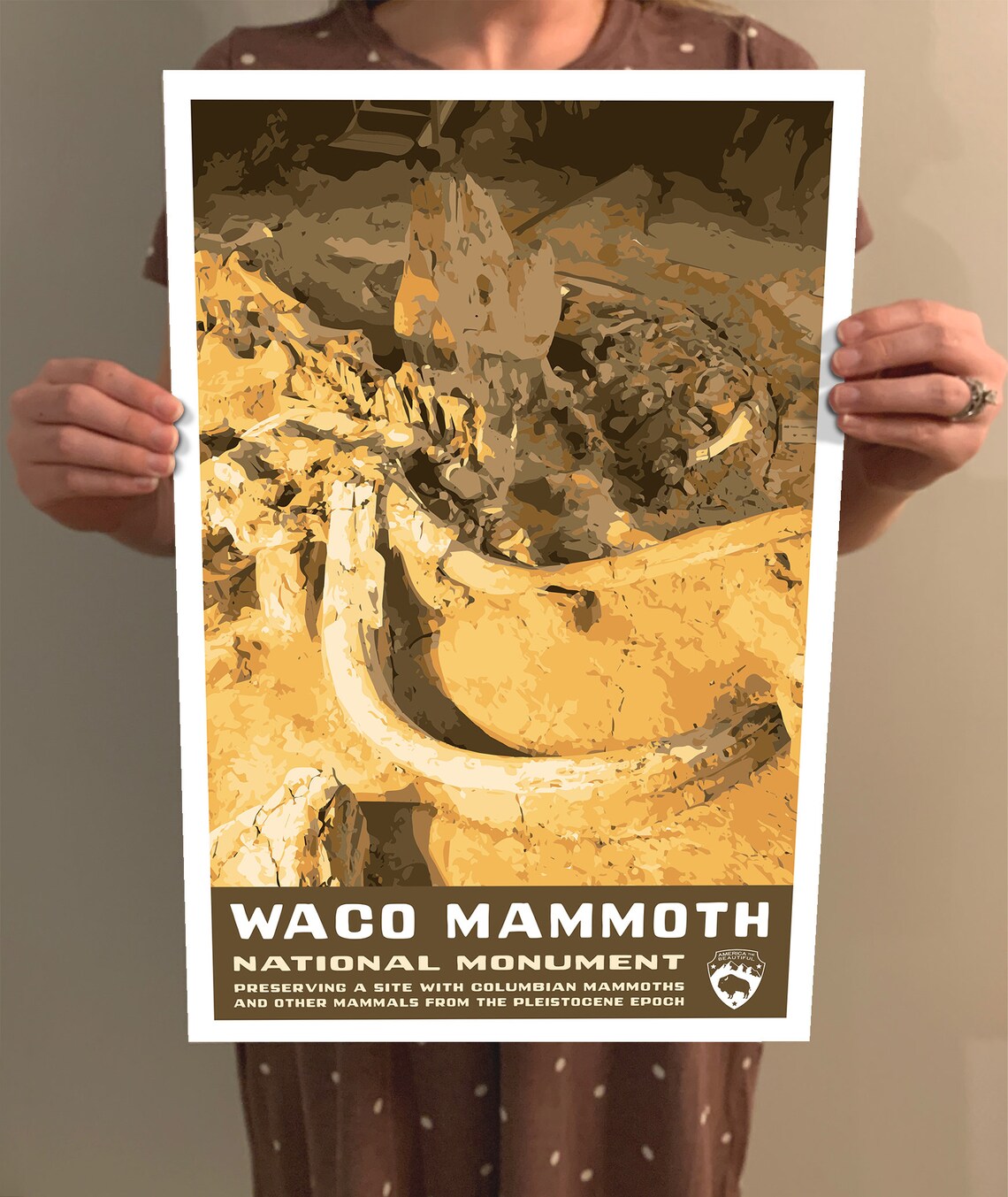 Waco Mammoth National Monument WPA Vintage Travel Poster - Image 2