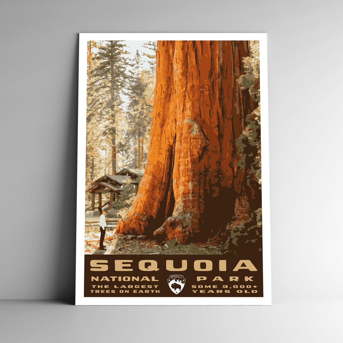 Sequoia National Park Vintage Travel Poster, WPA Style