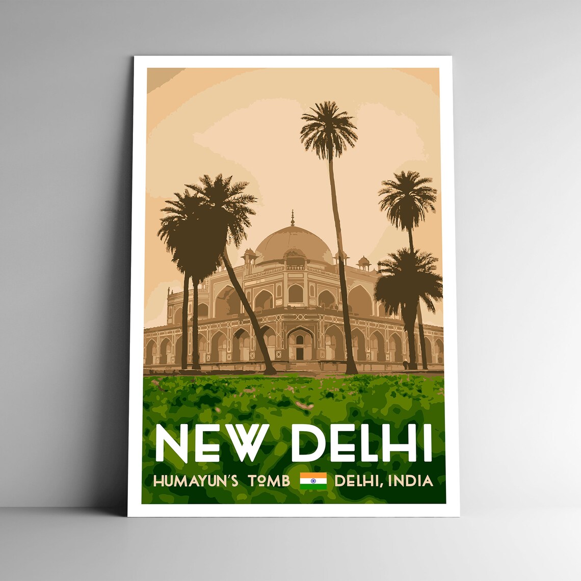 New Delhi India WPA-Style Vintage Travel Poster