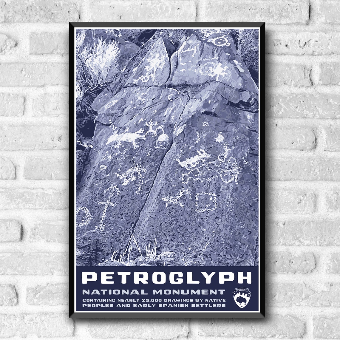 Petroglyph National Monument Ancient Rock Art Vintage Travel Poster - Image 3