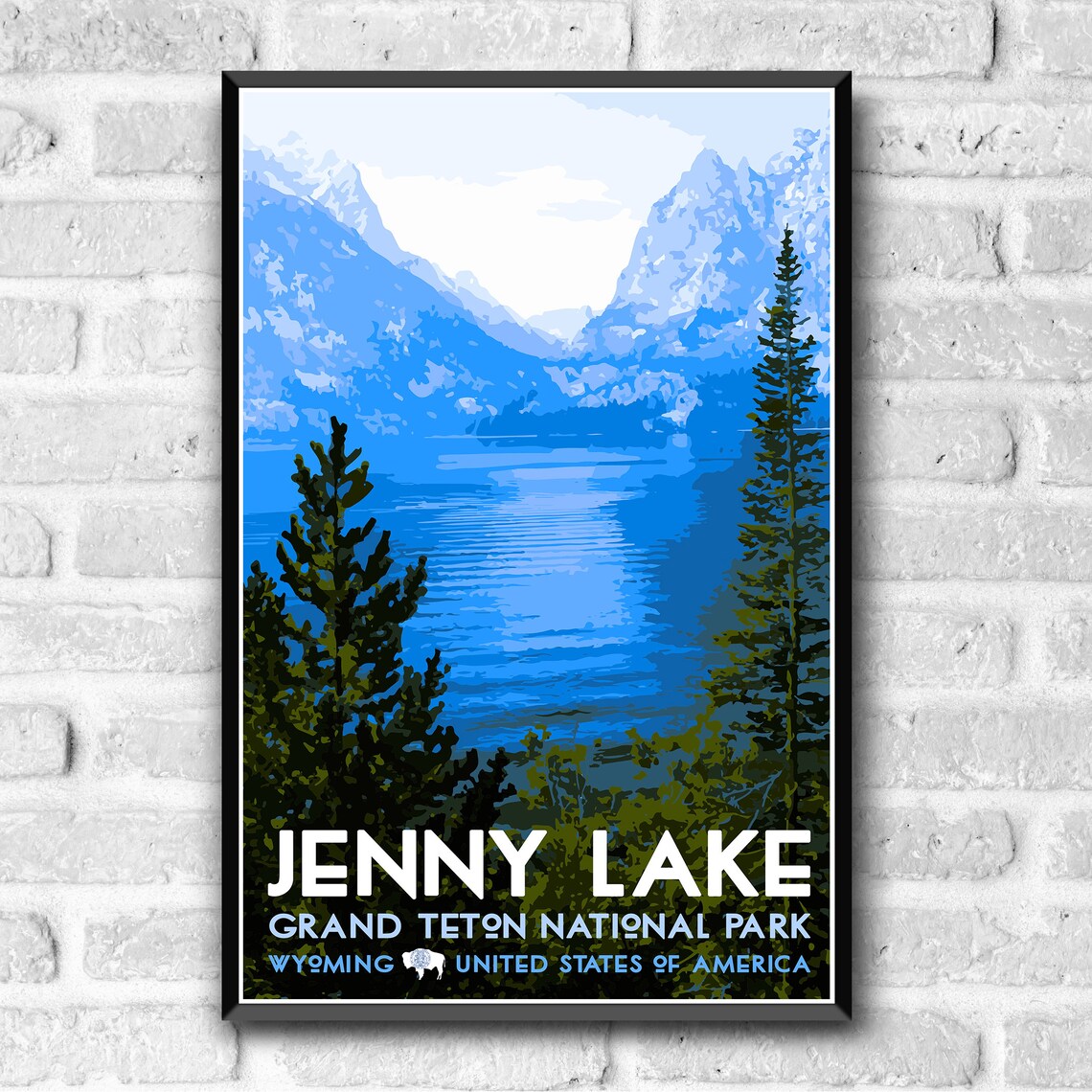 Jenny Lake Wyoming Vintage Travel Poster, Travel Poster - Image 3