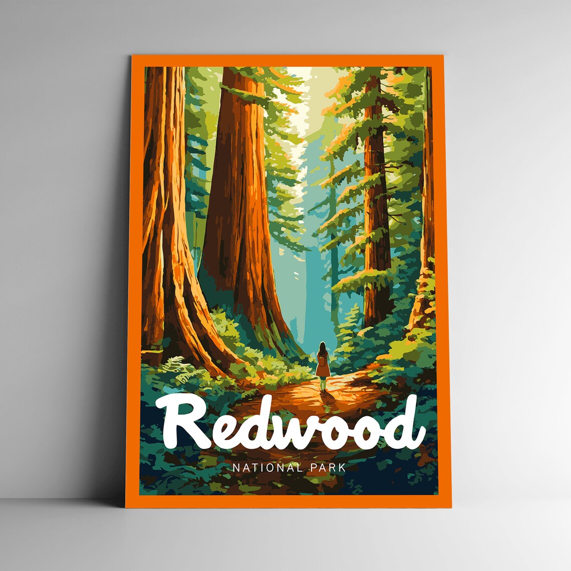 Redwood National Park Vintage Style Travel Poster