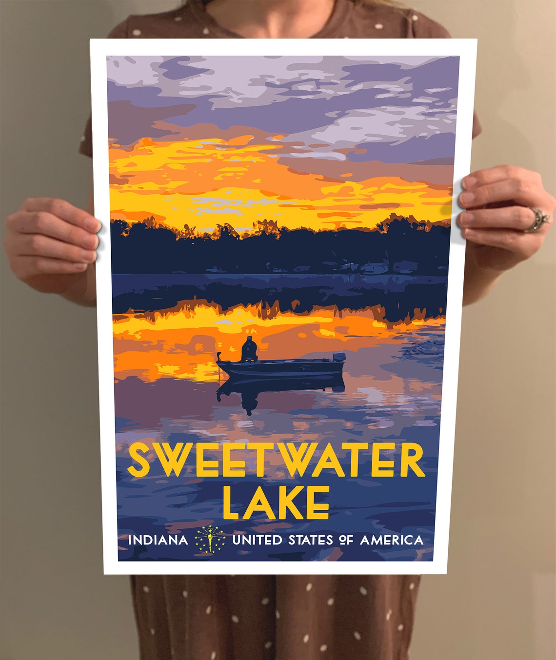 Sweetwater Lake Indiana Vintage Style Travel Poster 8x10 12x18 18x24 24x36 4x6 Postcard Wpa Style In Hoosier Usa Retro Art Print - Image 2