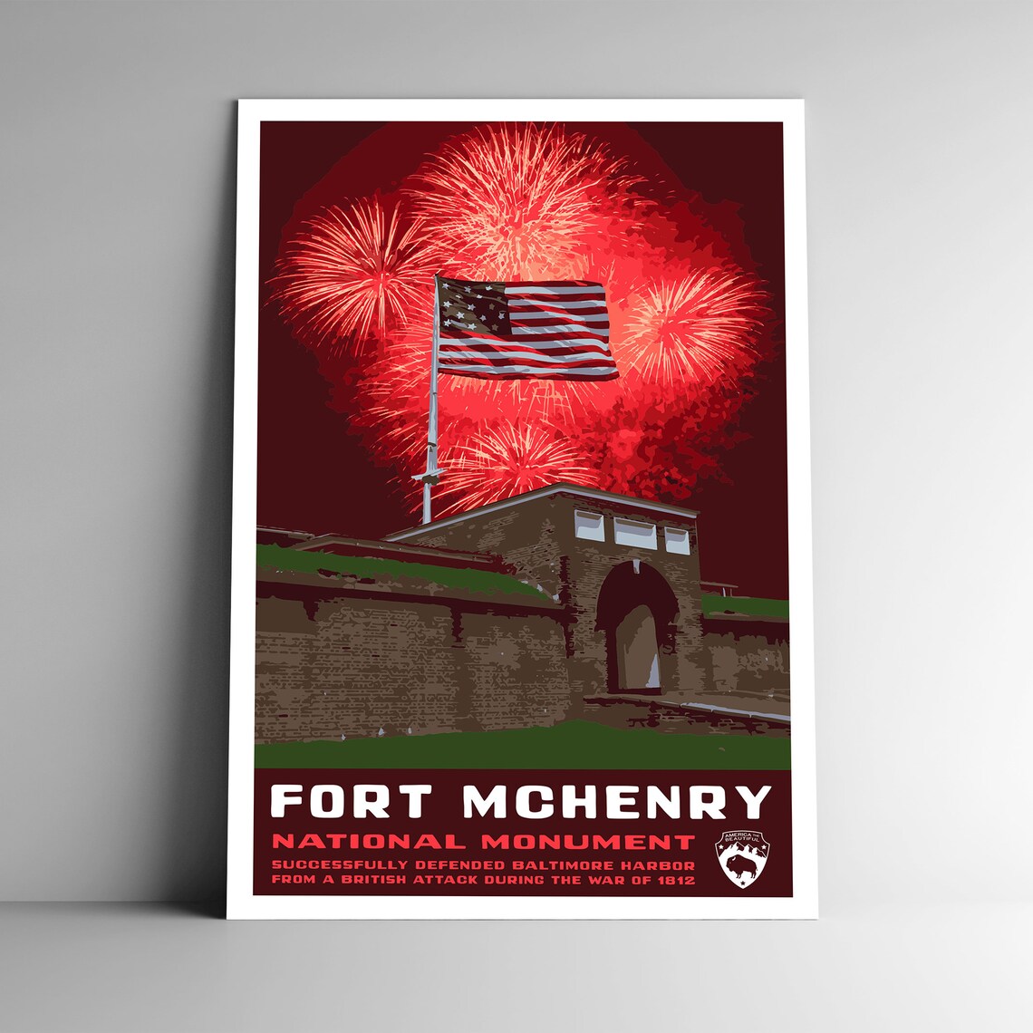 Fort McHenry WPA-Style Vintage Travel Poster