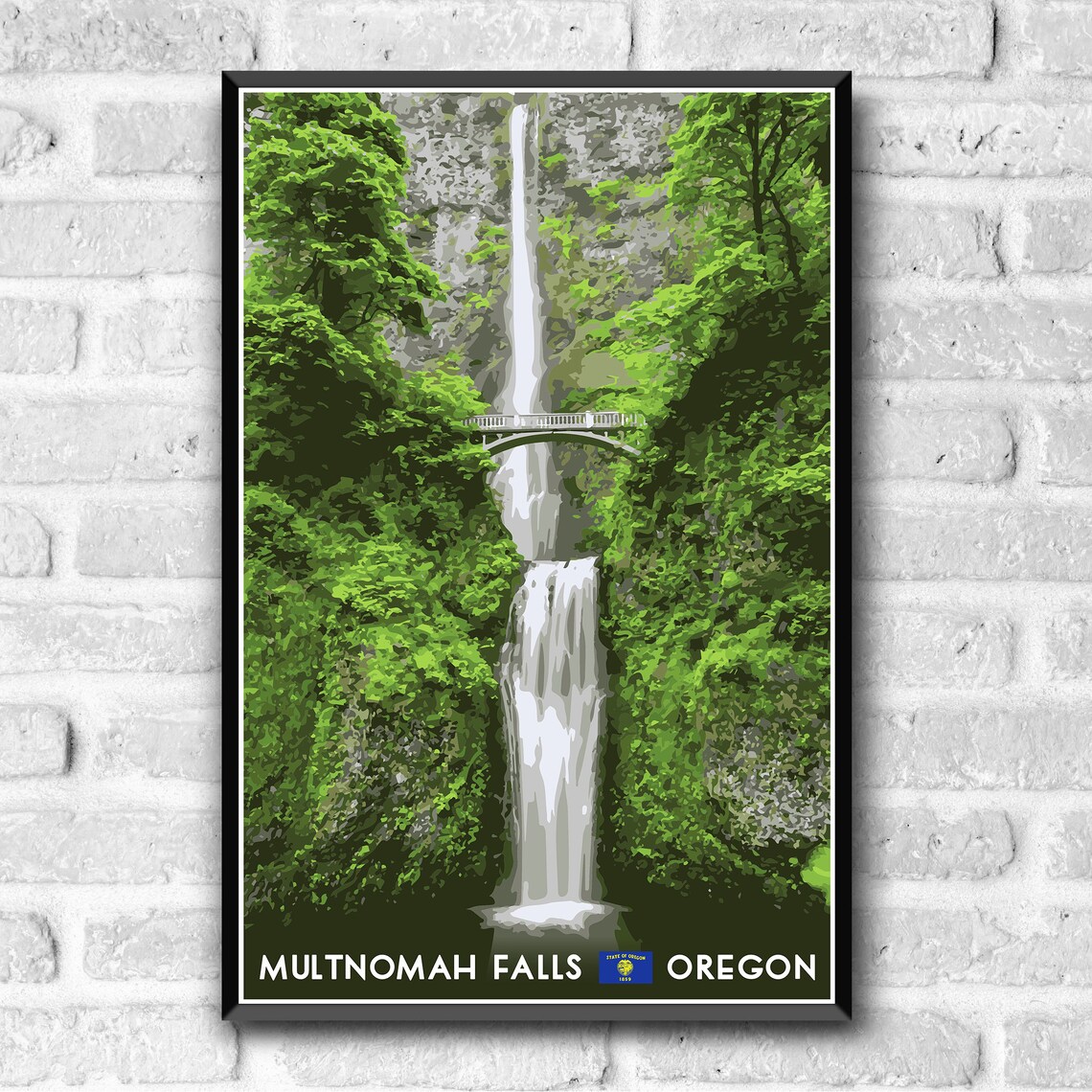 Multnomah Falls Oregon Vintage Travel Poster Print - Image 3