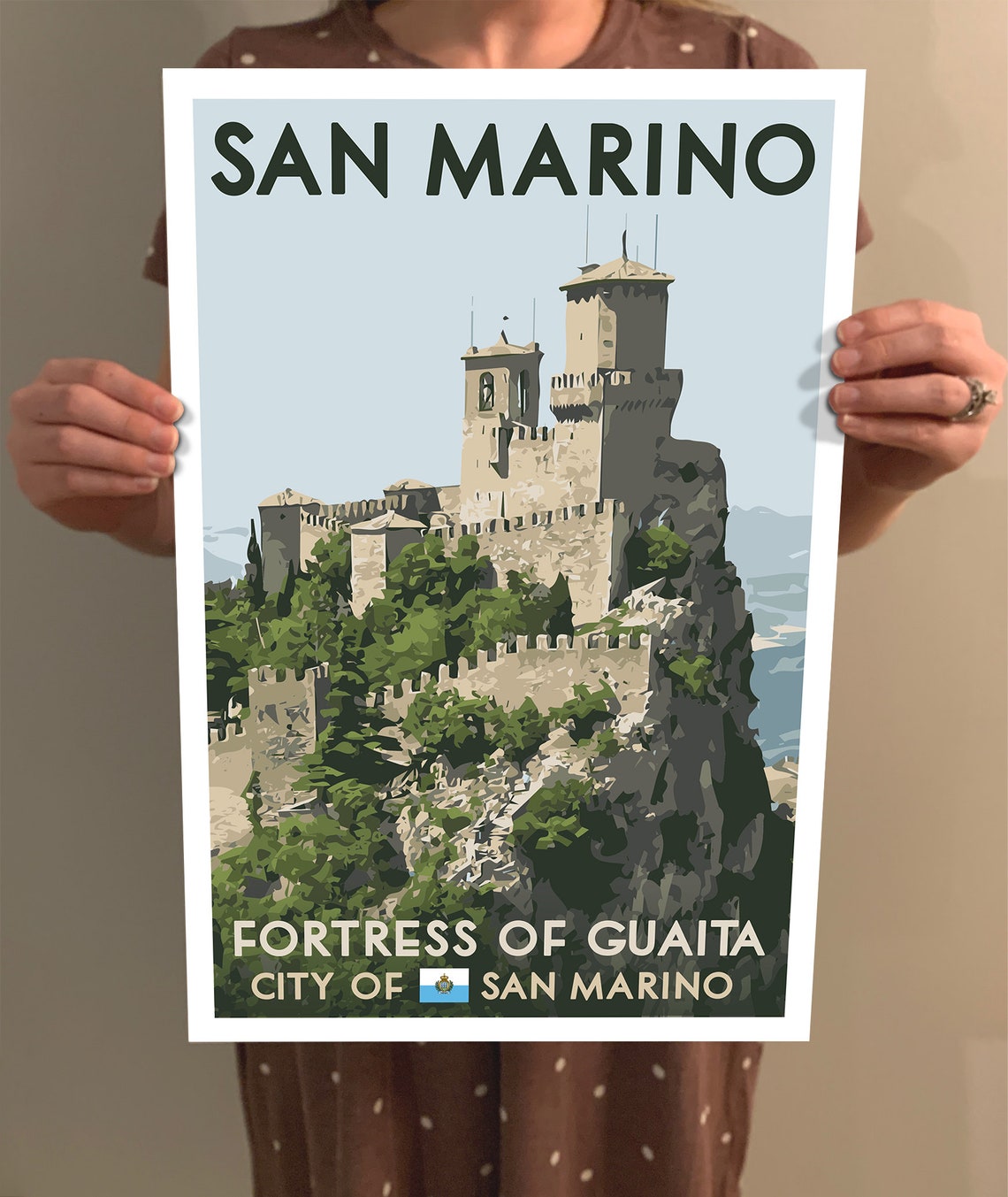 San Marino Vintage Style Travel Poster 8x10 12x18 18x24 24x36 4x6 Postcard Fortress Of Guaita Art Print - Image 2