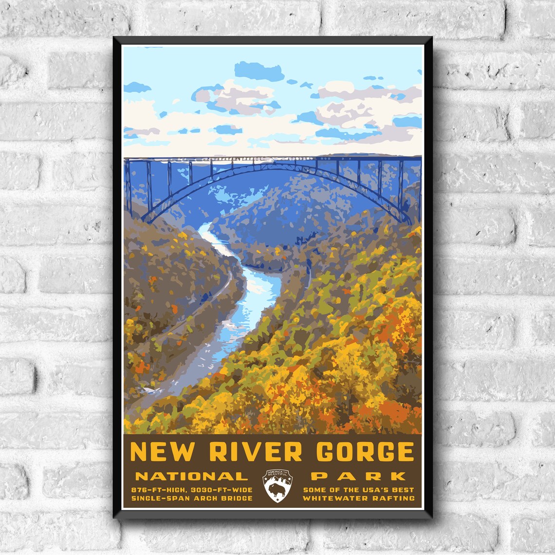New River Gorge National Park Vintage Travel Poster - Image 3