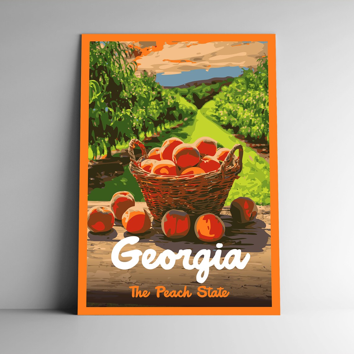 Georgia The Peach State Vintage Travel Poster