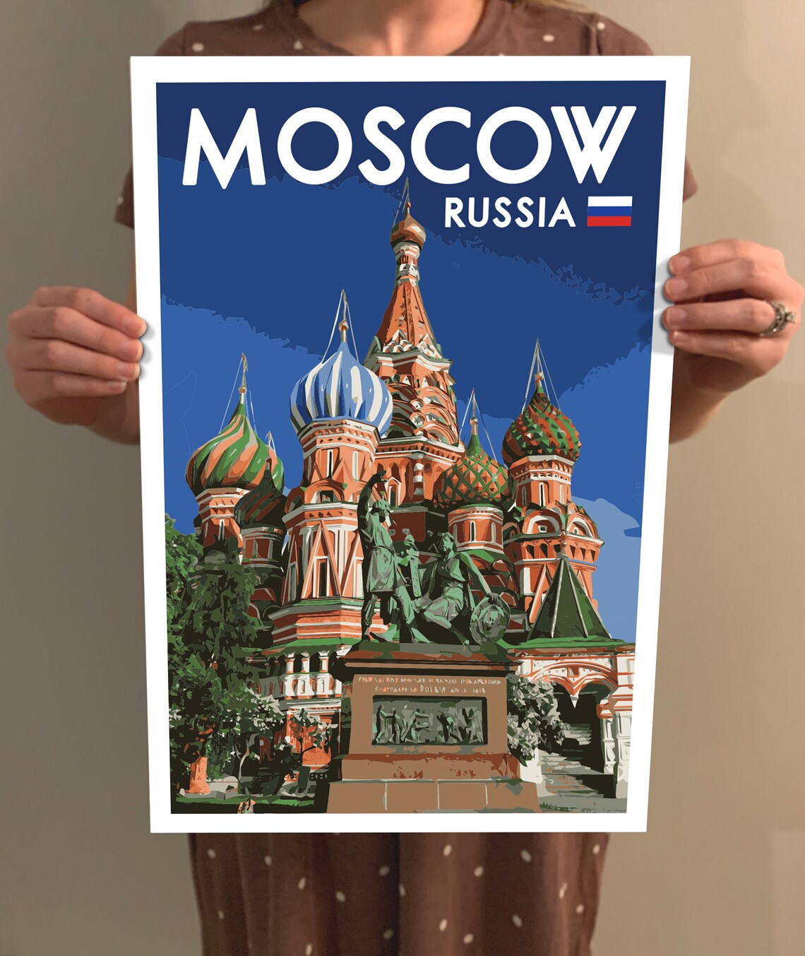 Moscow Russia Saint Basils Cathedral Vintage Style Travel Poster - Image 2