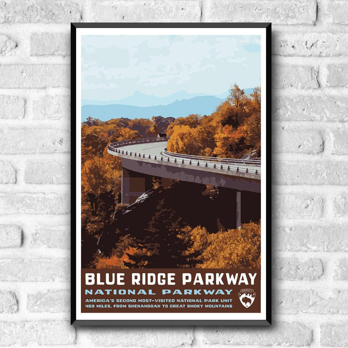 Blue Ridge Parkway Vintage Travel Poster, WPA Style - Image 3