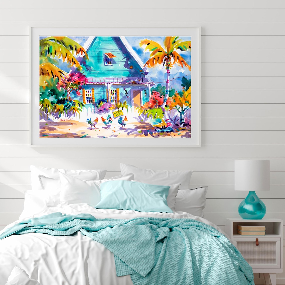 Key West Rooster Watercolor Art Print, Florida
