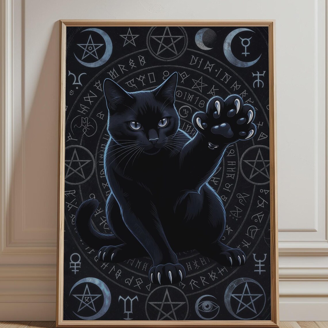 Black Cat Occult Poster, Gothic Celestial Decor
