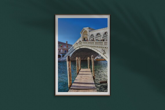 Venice Rialto Bridge Grand Canal Italy Sunny Travel Photo Poster