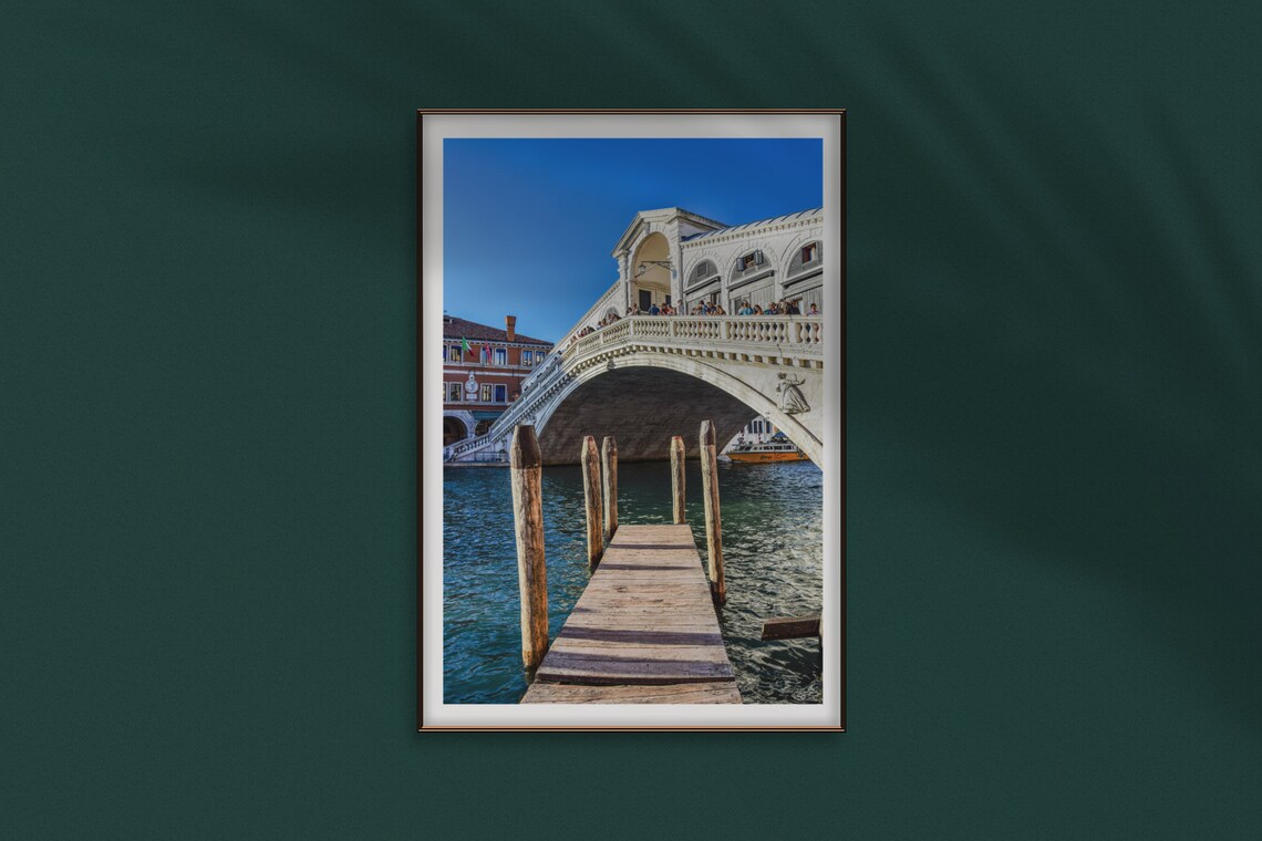 Venice Rialto Bridge Grand Canal Italy Sunny Travel Photo Poster