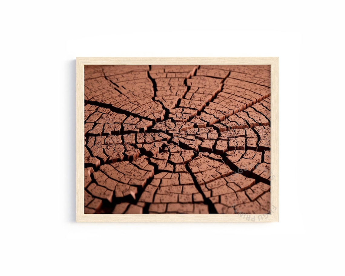 Cracked Earth Abstract Desert Art, Rustic Decor