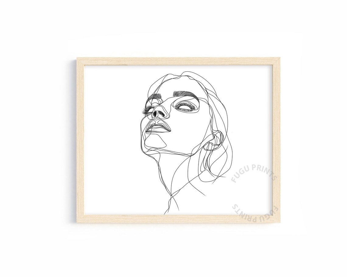 Minimalist Woman Face Line Art, Modern Decor