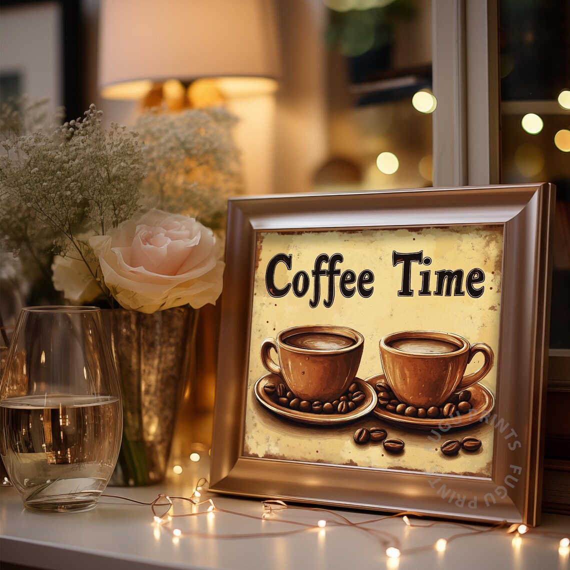Coffee Time Print Vintage Kitchen Decor Retro Coffee Art Cafe Wall Art Brown Beige Tones 74 - Image 3