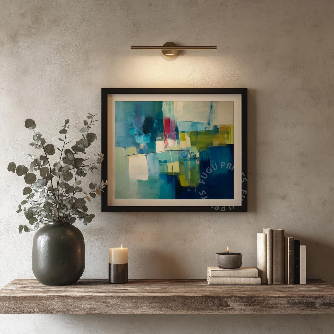 Abstract Blue Green Print Modern Geometric Wall Art Art For Living Room Home Decor 3 - Image 4