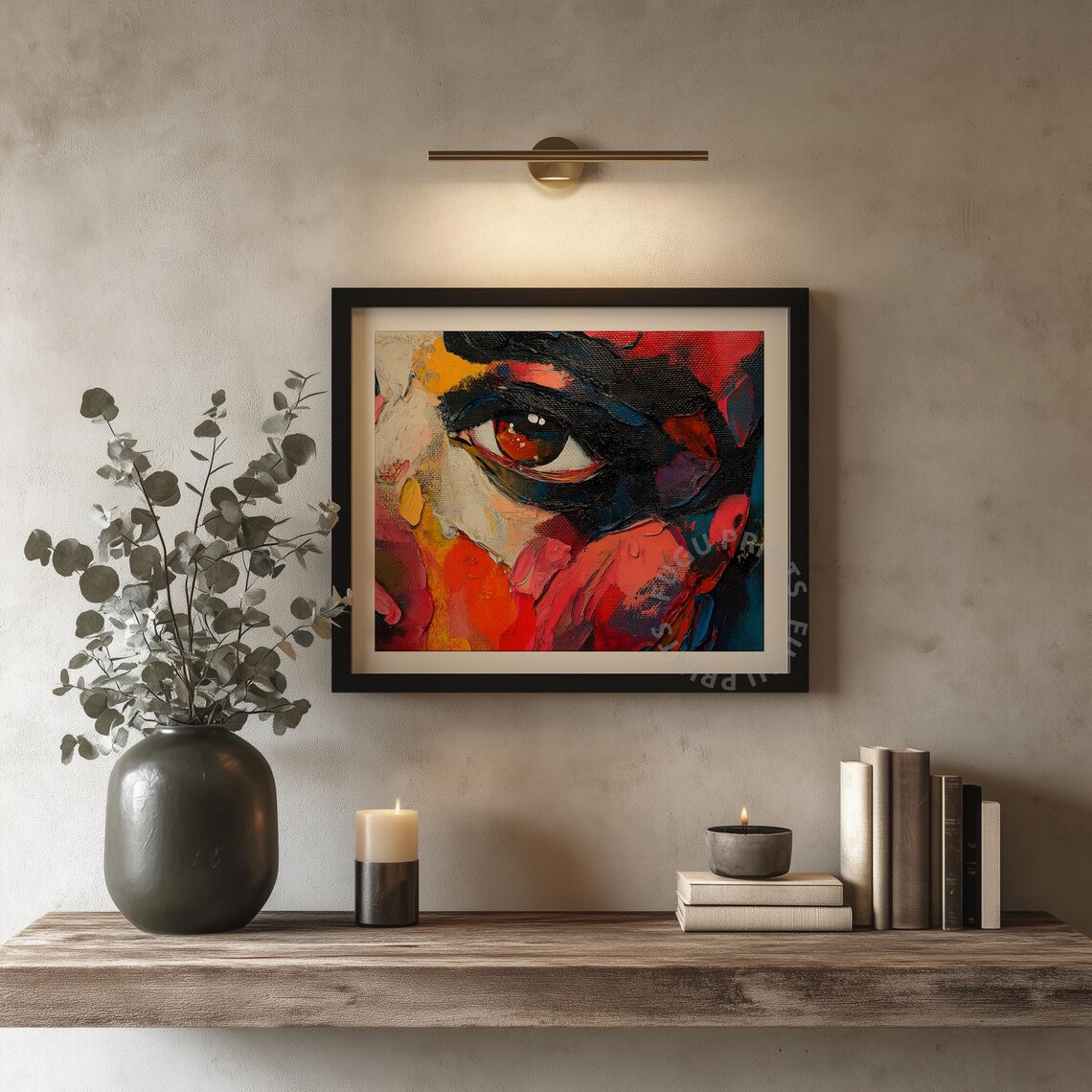 Abstract Eye Expressionist Impasto Art Red Black Wall Art 12 - Image 4