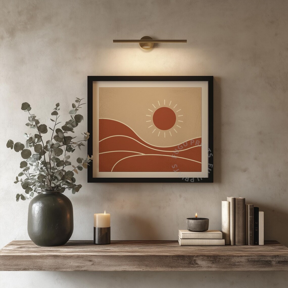 Terracotta Sun Boho Minimalist Landscape Art Print - Image 4