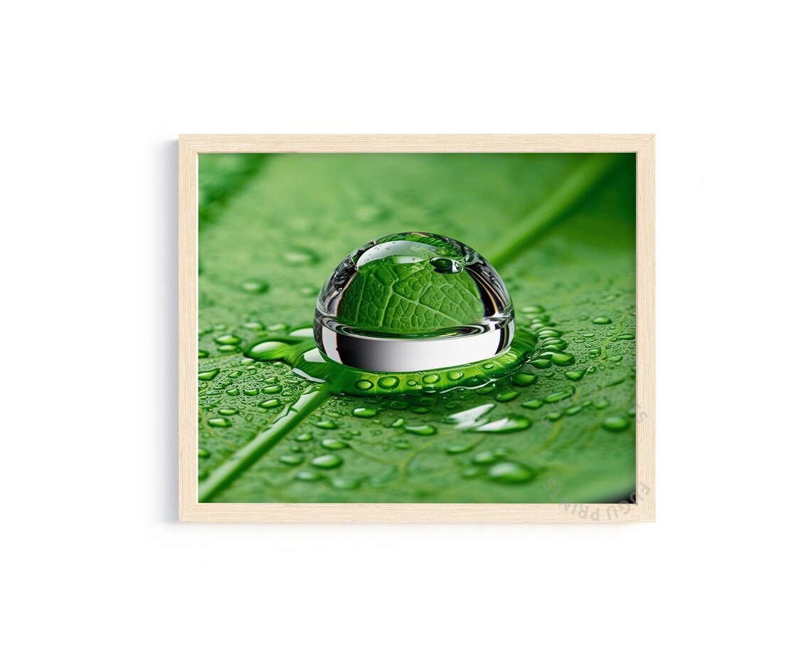 Green Leaf Ring Art, Modern Nature Decor