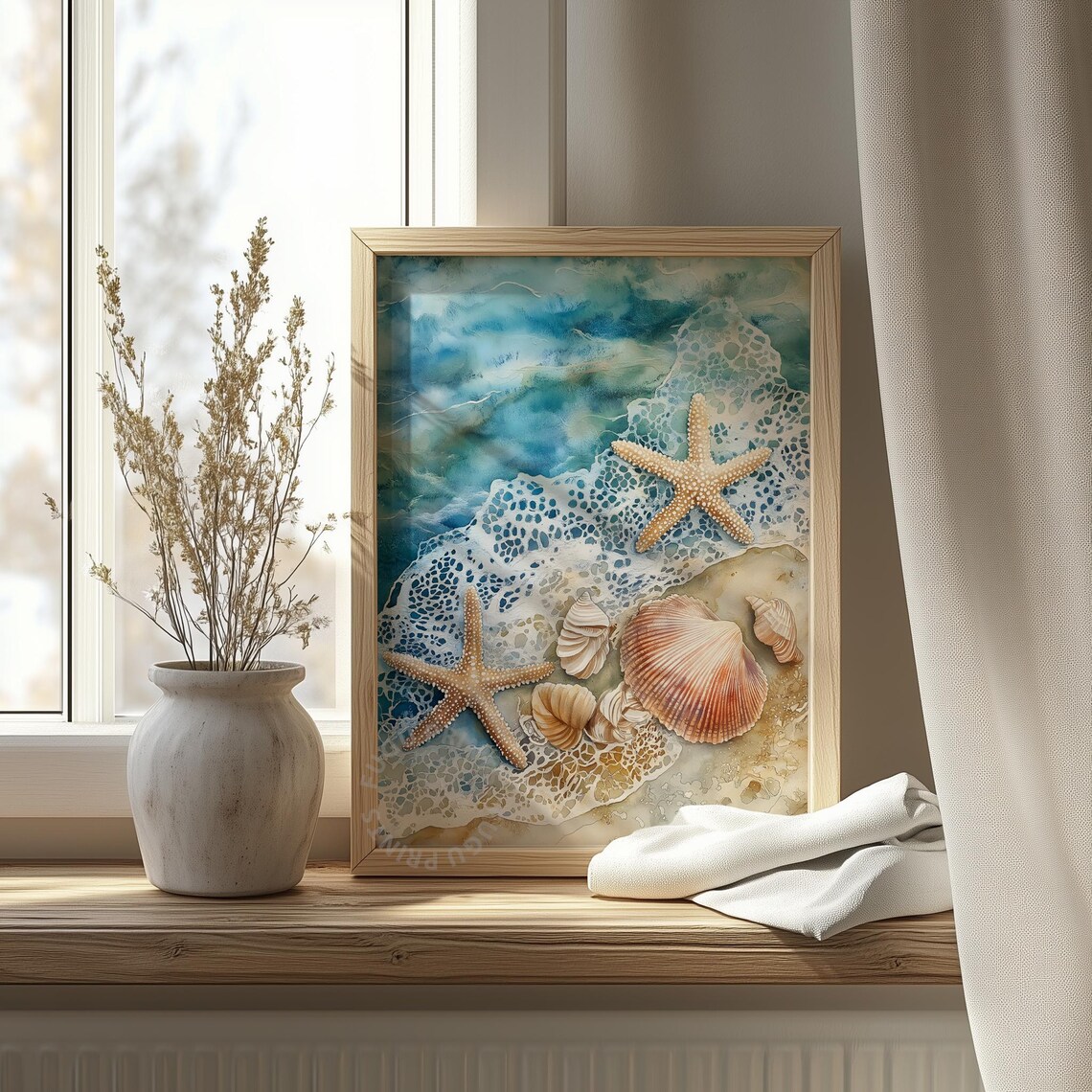 Beach Watercolor Seashell Starfish Art Print - Image 4