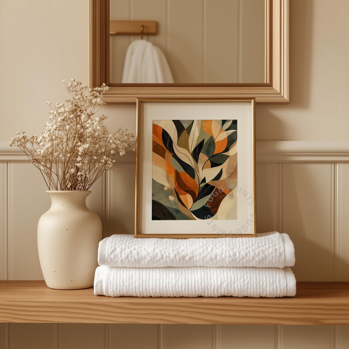 Botanical Abstract Earth Tones, Modern Leaf Art - Image 3