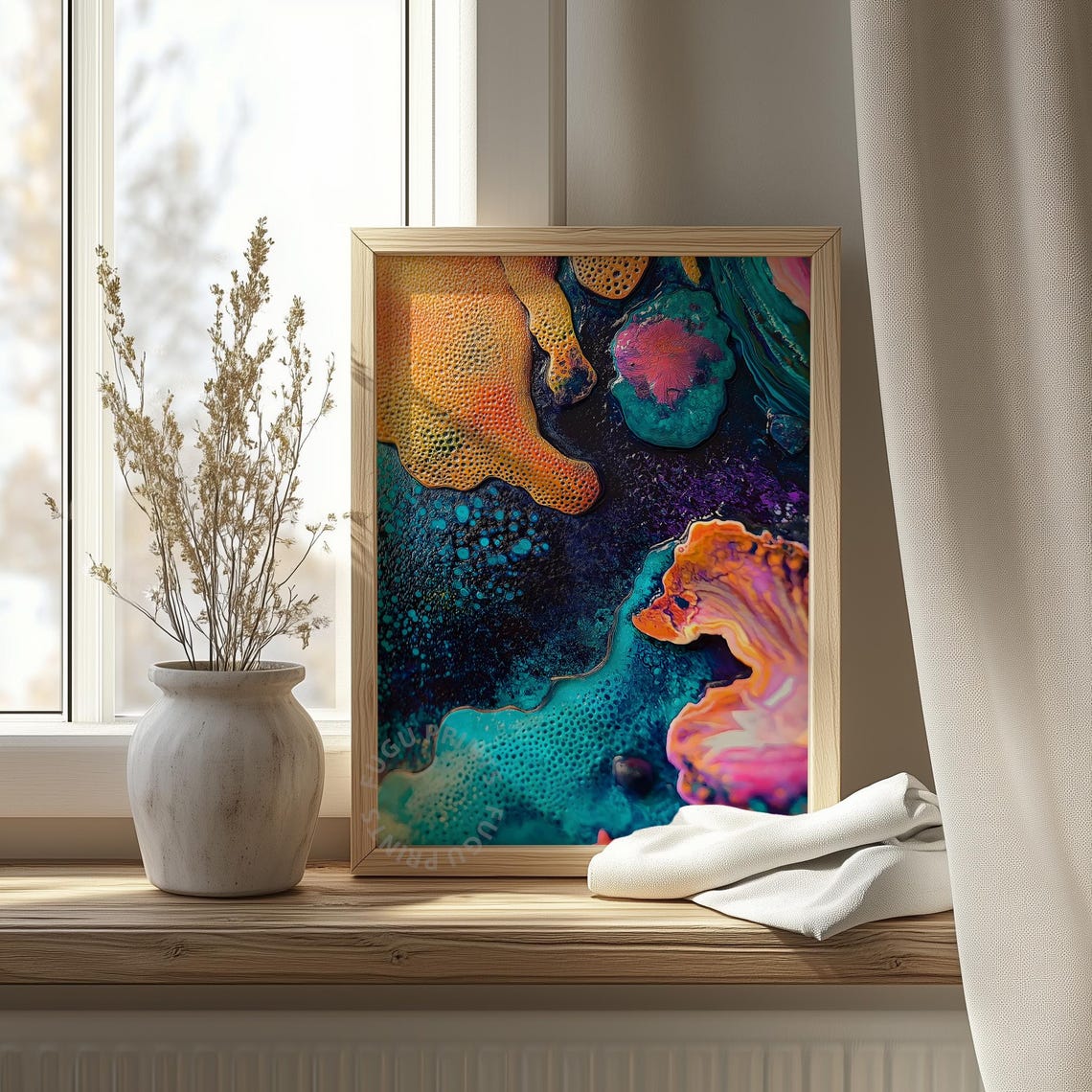 Abstract Coral Reef Print Textured Underwater Wall Art Colorful Ocean Home Decor 184 - Image 4