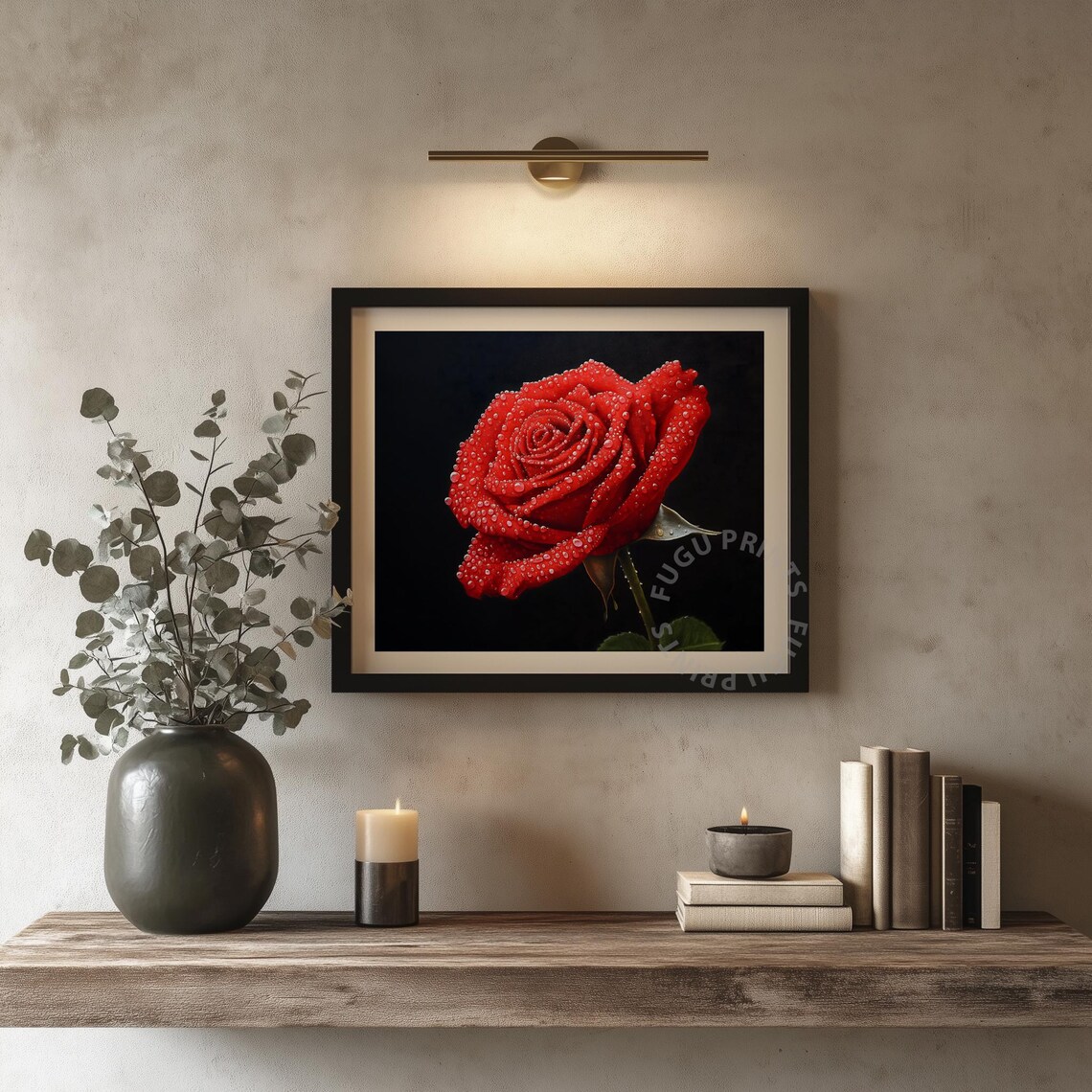 Red Rose Art Print, Realistic Dark Floral - Image 4