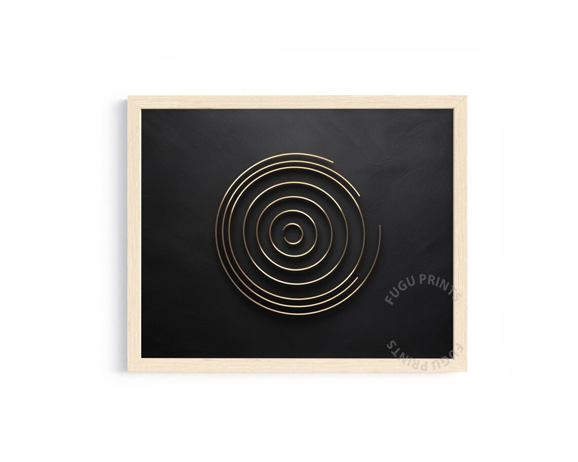Gold Spiral Minimalist Circle, Modern Abstract