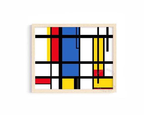 Mondrian Inspired Geometric Modern Art Living Room