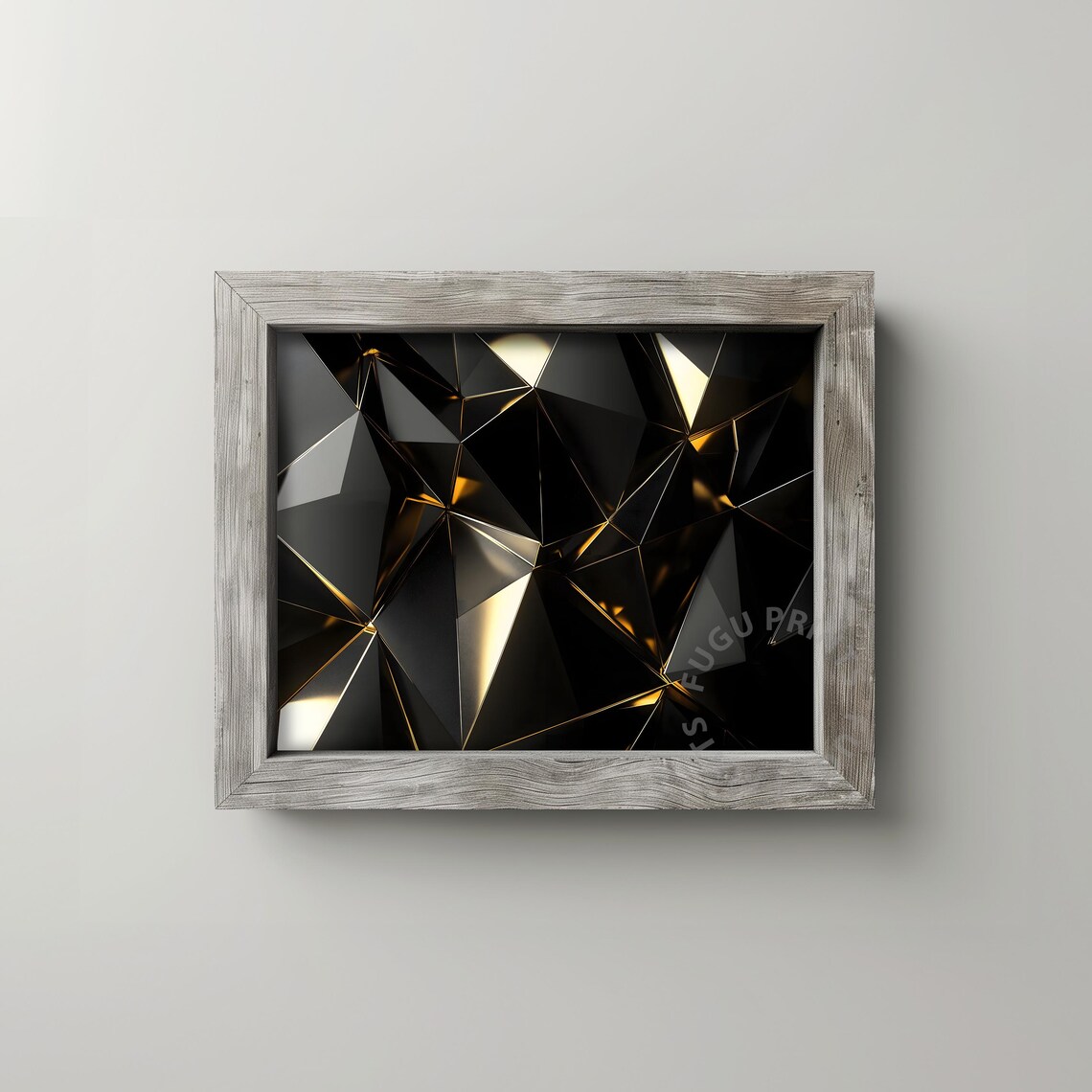 Black Gold Abstract Geometric Modern Art Print - Image 2