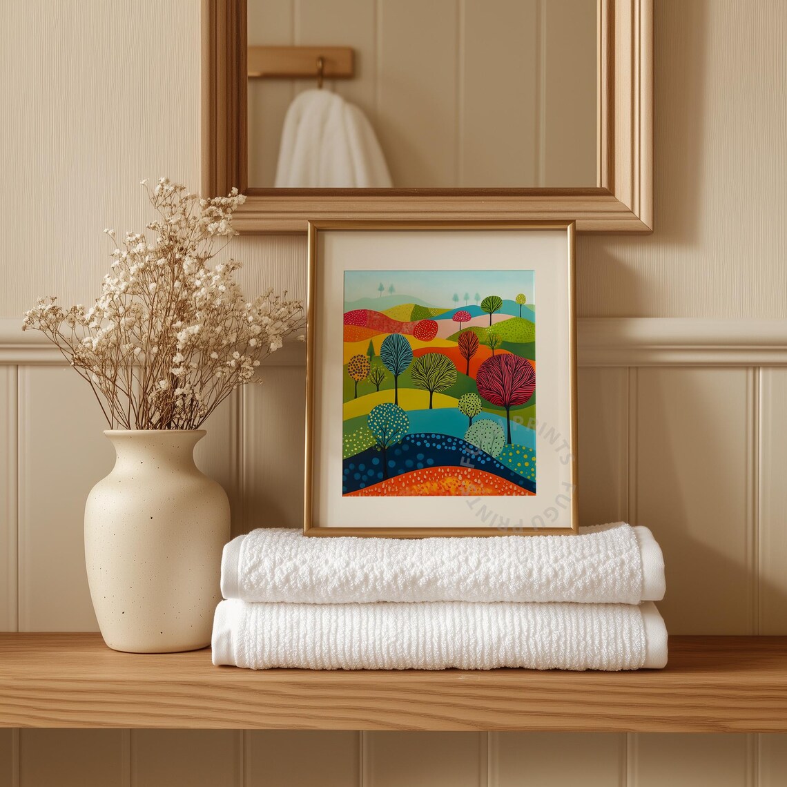 Whimsical Trees Landscape Art Print, Modern Decor - Image 3