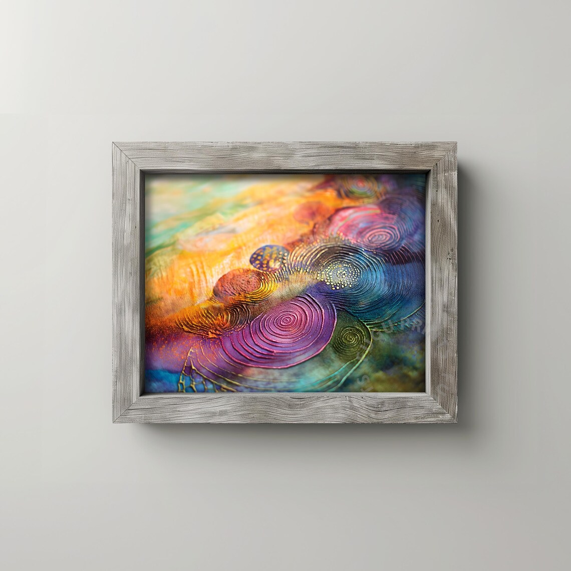 Abstract Swirl Art Textured Wall Art Orange Teal Purple Gold Modern Home Decor 27 - Image 2