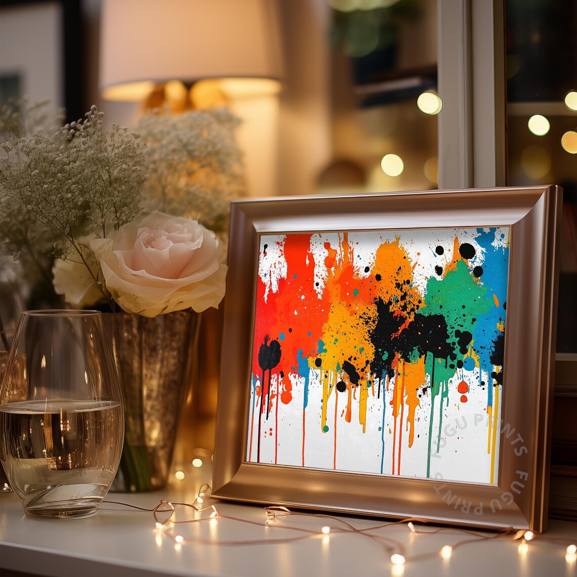 Abstract Expressionism Print Colorful Splatter Art Wall Art Modern Home Decor Orange Yellow Turquoise 48 - Image 3
