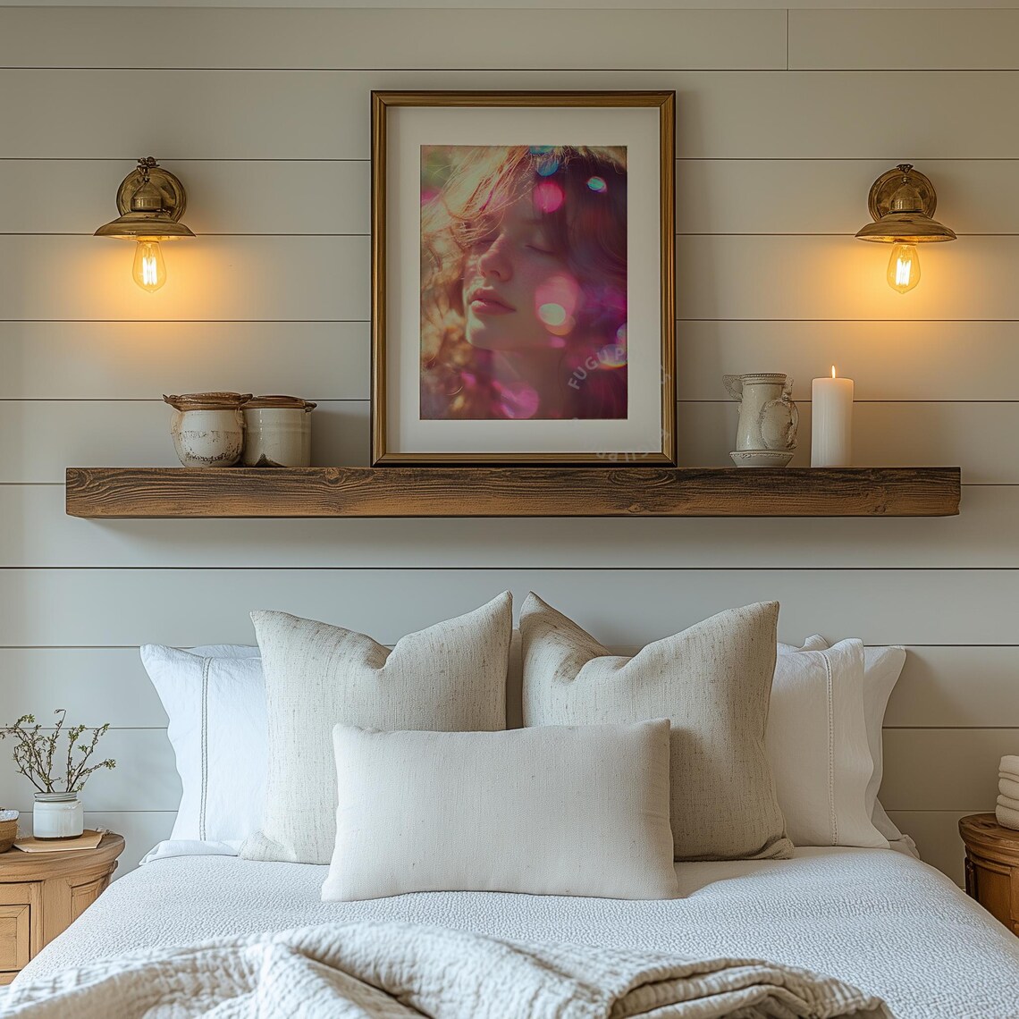 Dreamy Woman Portrait with Pink Bokeh Sunlight Ethereal Poster - Image 2