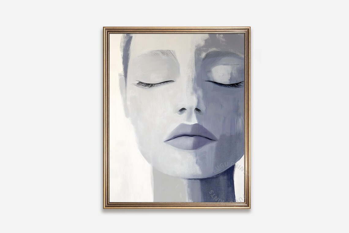 Minimalist Woman Portrait, Gray Scale Art Print