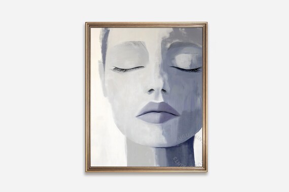 Minimalist Woman Portrait, Gray Scale Art Print