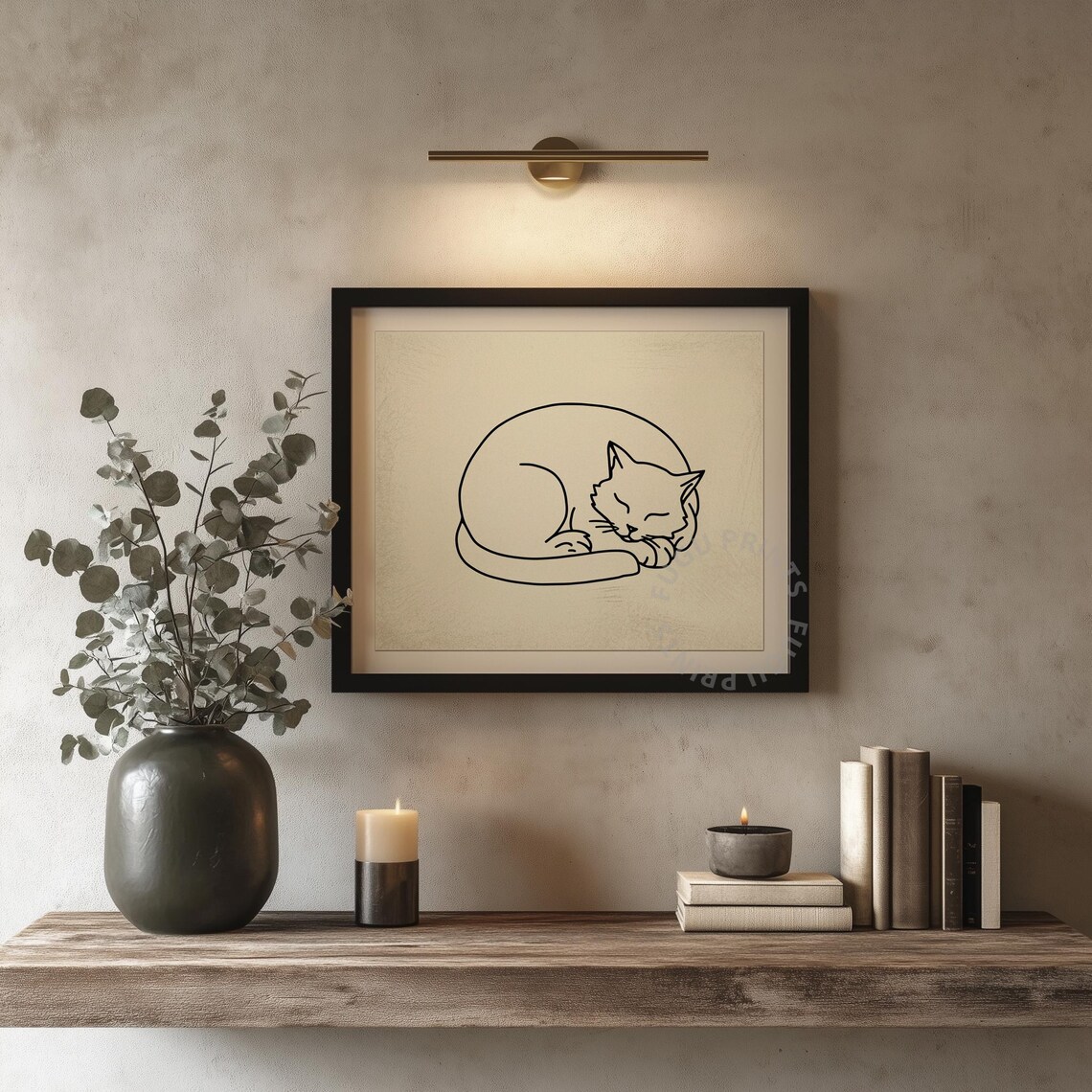 Sleeping Cat Line Art, Minimalist Nursery Decor - Image 4