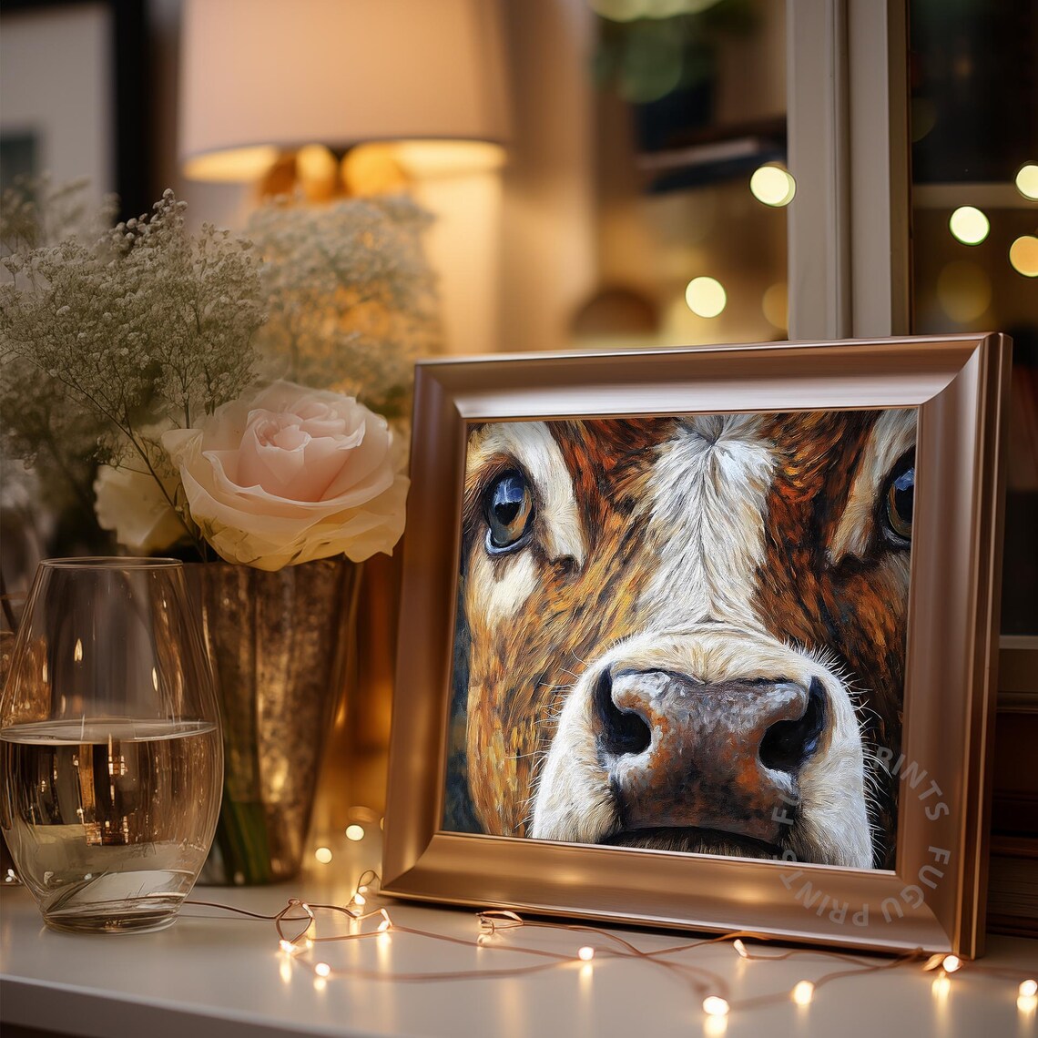 Cow Portrait, Rustic Farmhouse Kitchen Decor - Image 3