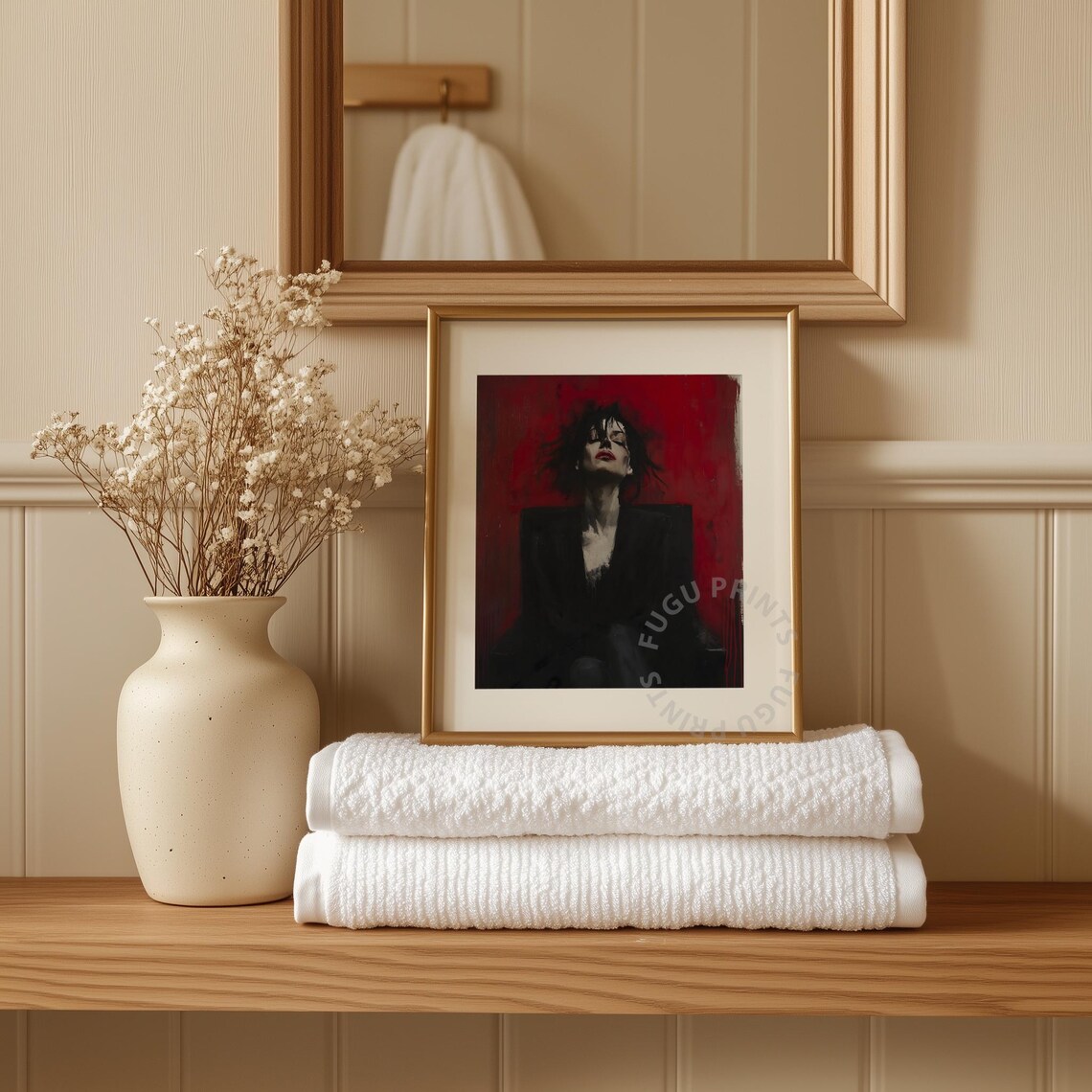 Red Lipstick Portrait, Expressive Gothic Glam - Image 3