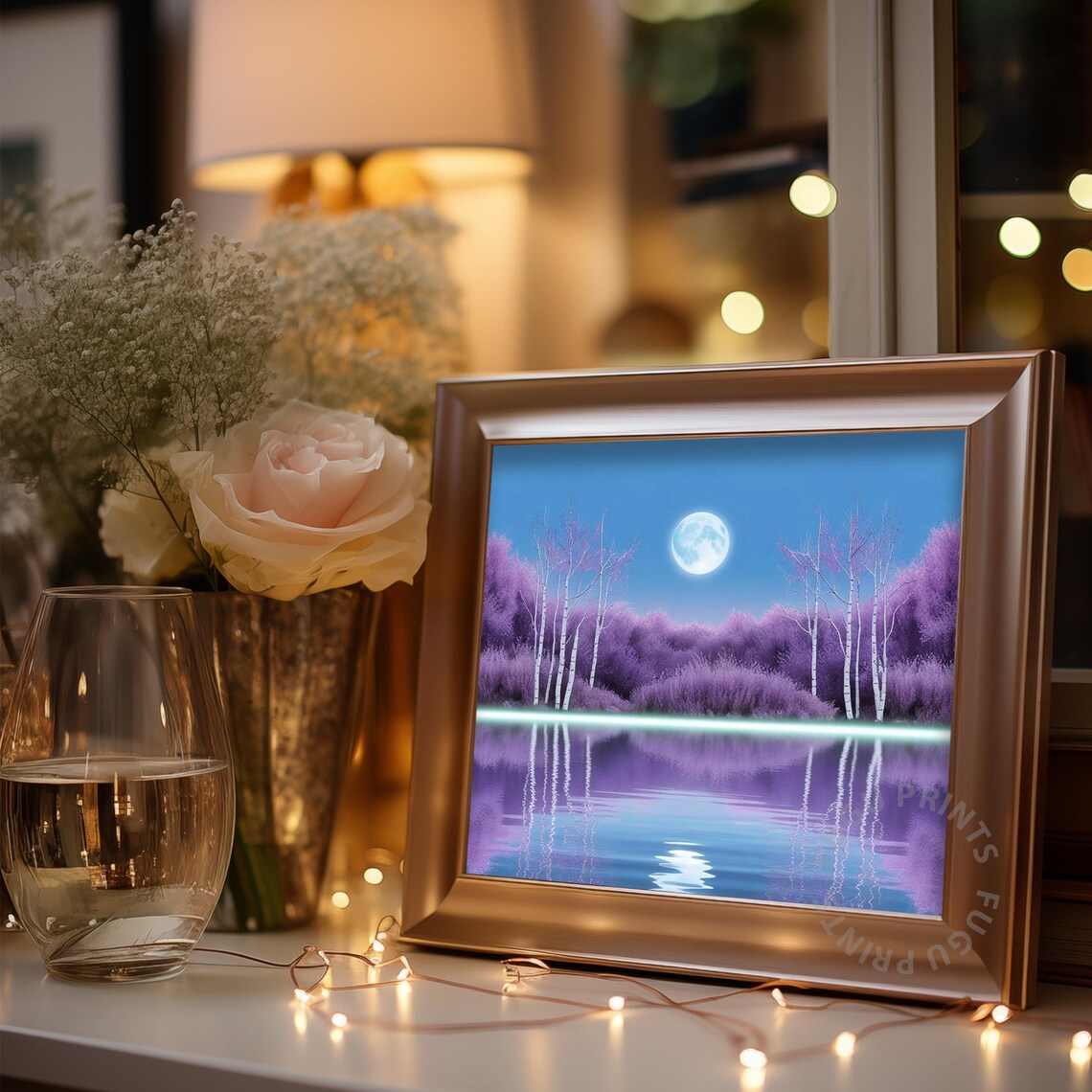 Lavender Moon Pastel Landscape Bedroom Decor - Image 3